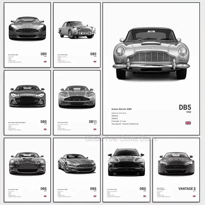 Affiche de voiture de sport britannique de luxe classique A-Aston Martin