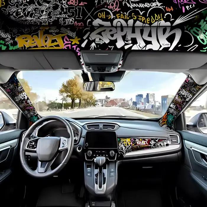 Autocollants auto-adhésifs à motif Graffiti noir et blanc