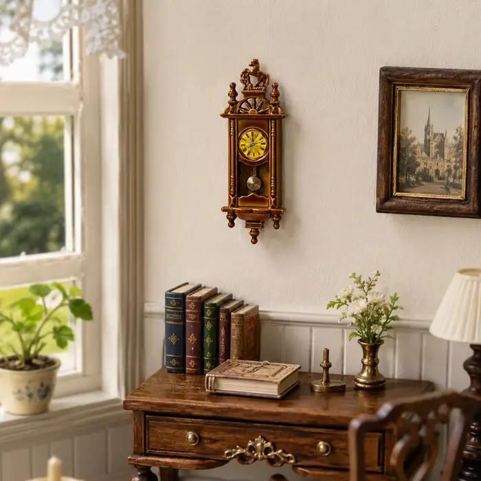 Mini réplique d'horloge murale, horloge murale pour la décoration du salon, accessoire miniature pour la photographie