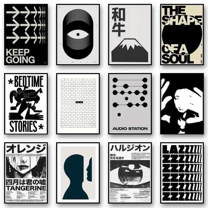 Toile de peinture avec citation minimaliste noir et blanc, affiches et imprimés, images d'art murales esthétiques pour décoration de salon de maison, sans cadre