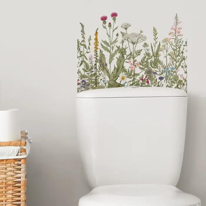 Autocollant mural de plantes vertes variées et fleurs