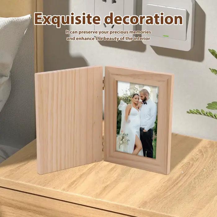Cadre Photo en bois massif, 2 pièces, cadre Photo sûr, affichage de photos de bébé pratique pour la maison, bureau, Photo de mariage