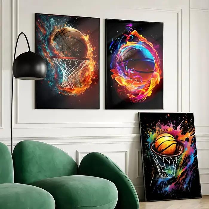 Affiche de basket-ball sportive colorée de style nordique