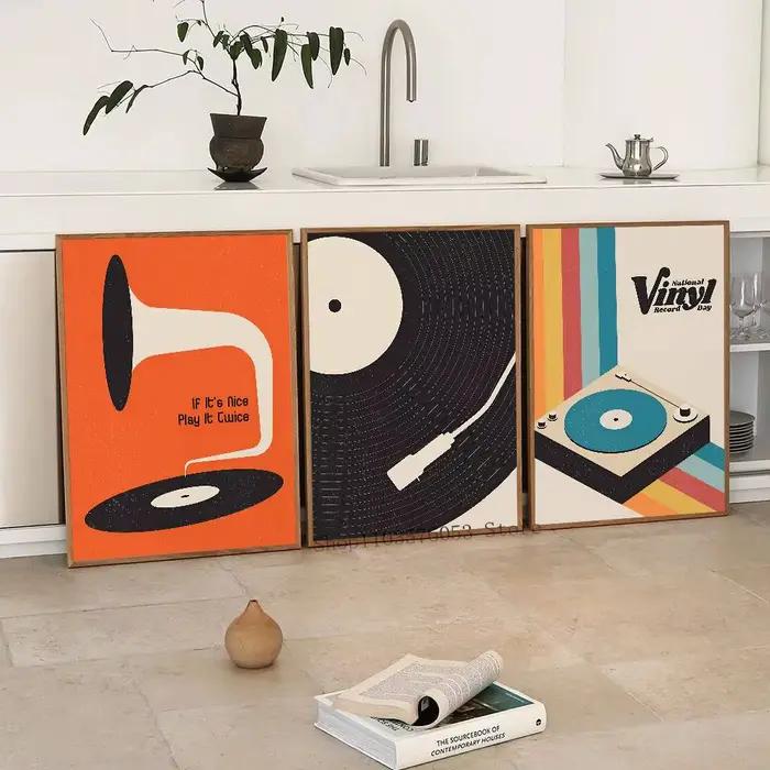 Affiche de disque vinyle de musique rétro
