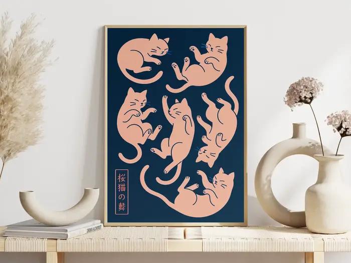 Affiche d'exposition de chats manga et anime japonais