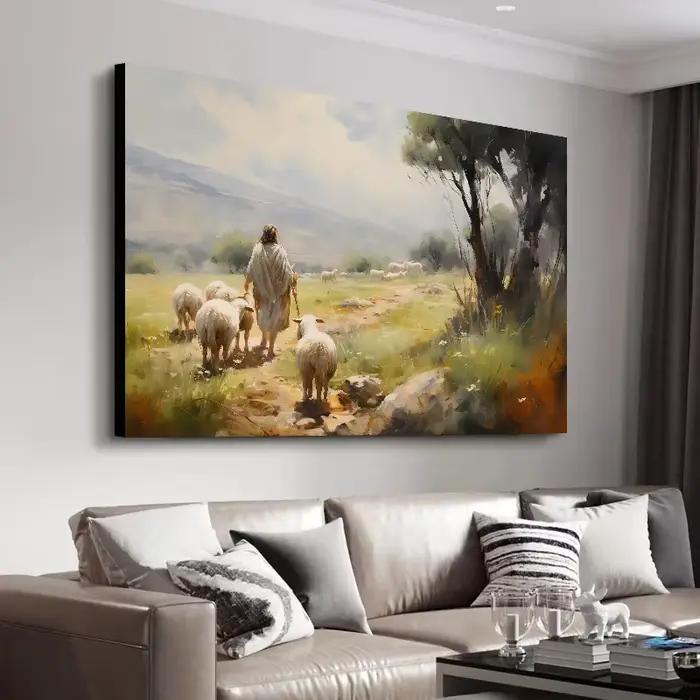Affiche d'art de jésus promenades sur l'eau
