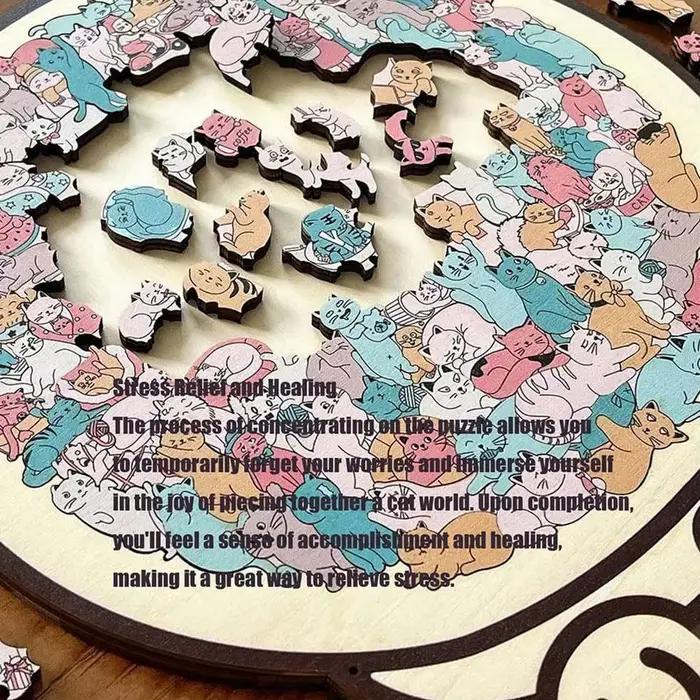 Puzzle en bois en forme de chat