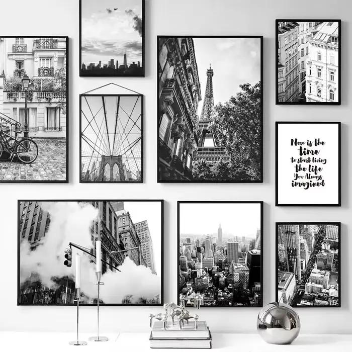Toile d'art mural noir et blanc