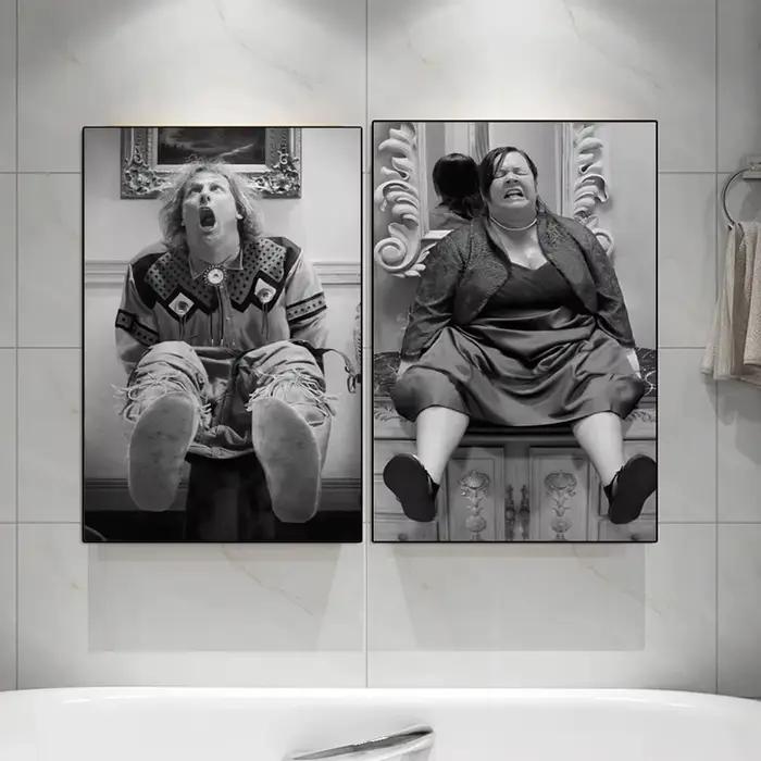 Toile d'art mural drôle pour salle de bains
