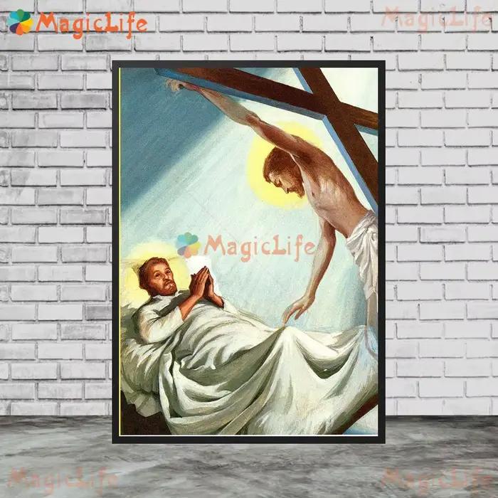 Peinture sur toile avec apogâts croisés