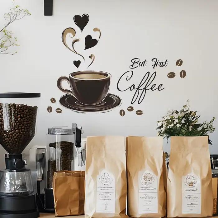 Autocollant Mural avec Citation de Tasse à Café