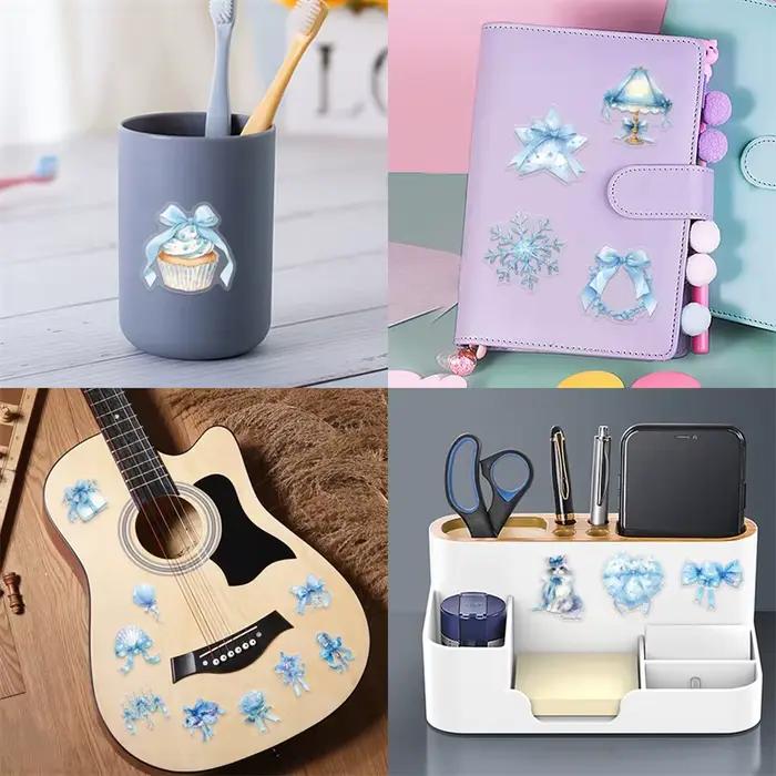 62 autocollants mignons bleu clair en PET