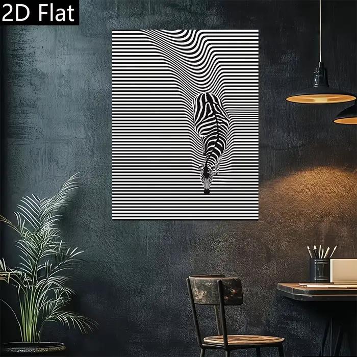 Affiche d'art mural zèbre abstraite rétro moderne 2D plate