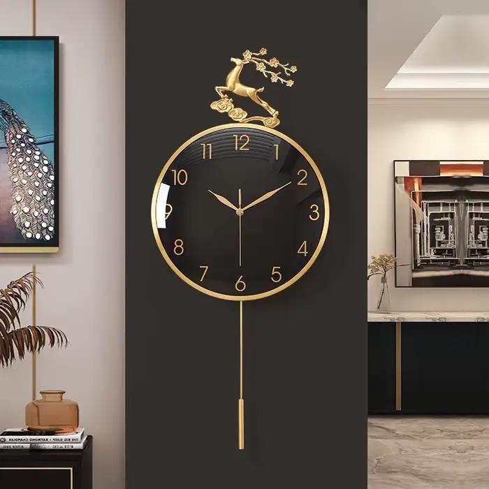 Horloge murale De salon industrielle ronde esthétique moderne minimaliste