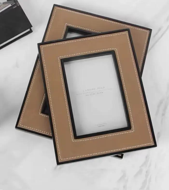 Cadre photo en cuir de luxe moderne, objet de décoration pour la maison