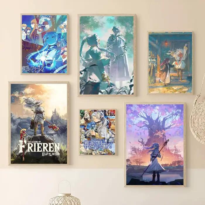 Animation populaire Frieren bonne qualité impressions et affiches Vintage chambre maison Bar café décor esthétique Art peinture murale