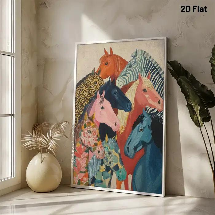 Affiches sur toile de chevaux fantastiques colorés, impressions d'art animal abstrait moderne, décoration murale pour salon et chambre, affiche décorative pour la maison