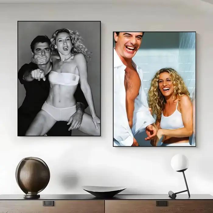 S-Sex and the City - Affiche encadrée sur toile de Carrie et Mr Big