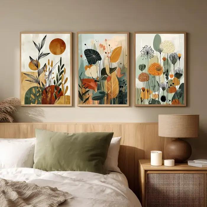Lot de 3 affiches murales bohèmes sans cadre