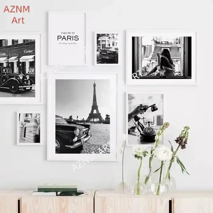Affiches noires et blanches à la mode