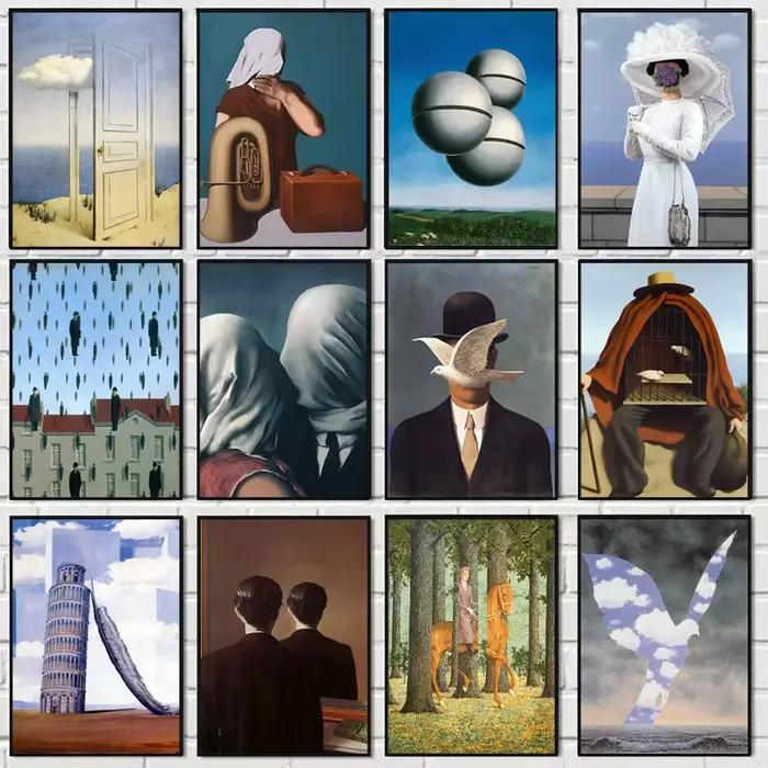 Affiches et impressions sur toile de reproduction d'œuvres d'art classiques de René Magritte, art mural pour salon, Cuadros