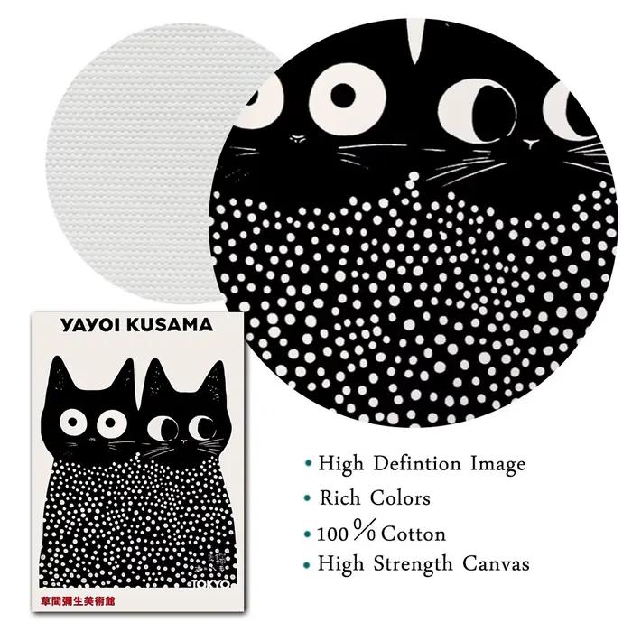 Yayoi Kusama – peinture sur toile de chat noir