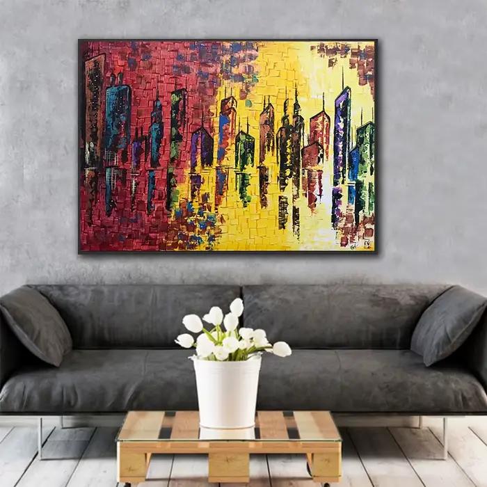 Peinture Murale de Paysage de Ville Colorée