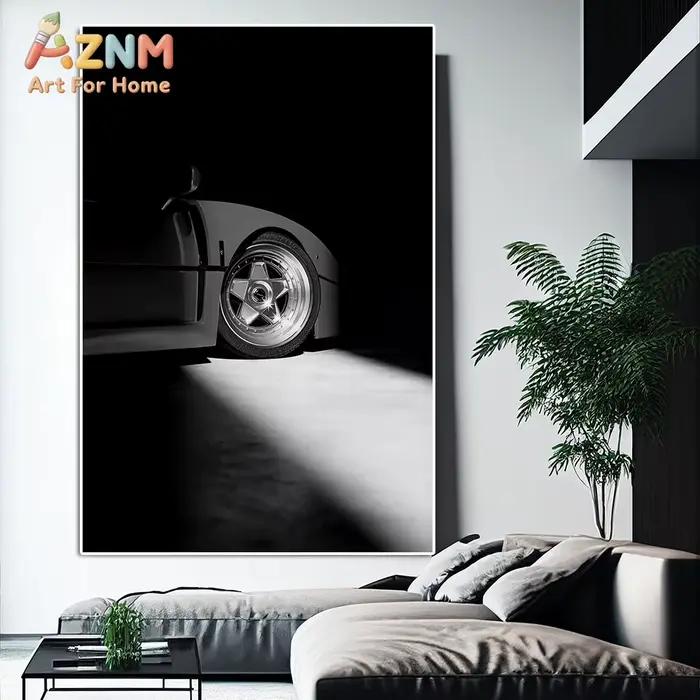 AZNM Ferrari F40 Impression d'art mural noir et blanc