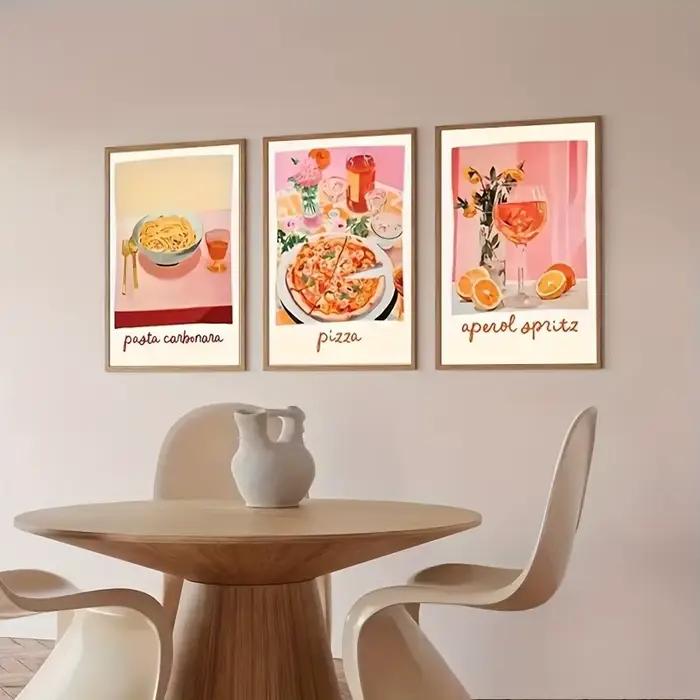 Aperol Spritz Pizza et vin Negroni Cocktail toile affiche Sardine nourriture mur Art imprime pour cuisine moderne décor à la maison Cuadros