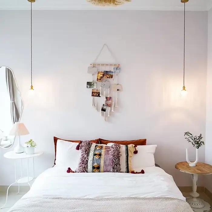 Présentoir de photo mural à pampilles Boho avec 25 clips en bois