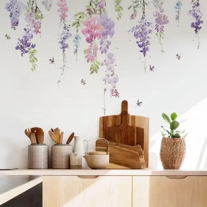 Autocollants muraux floraux plantes à fleurs