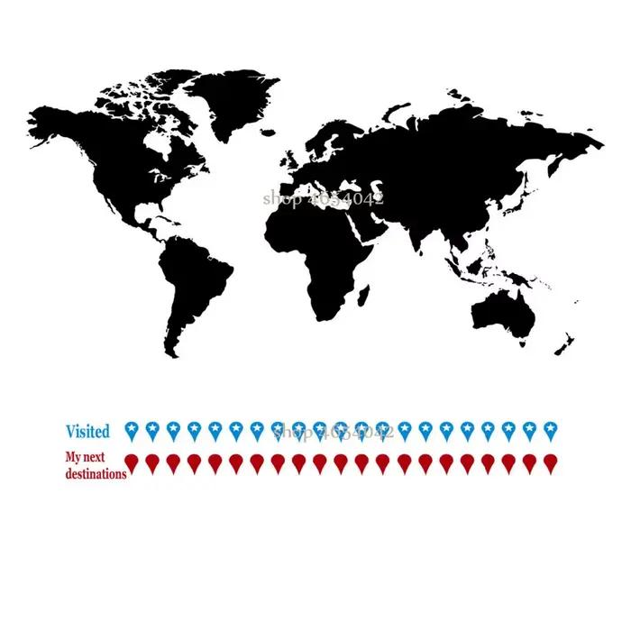 Grande carte du monde autocollant mural