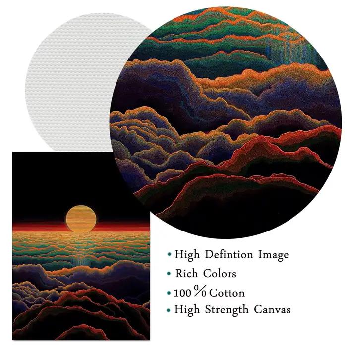 Corps célestes nuage coloré et effets de lumière mystique mur Art toile peinture surréaliste paysage cosmique Art affiche décor