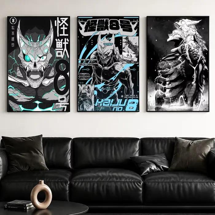 Affiche murale en toile avec peinture et calligraphie Anime K-kaiju No 8, impression de décoration d'intérieur de qualité supérieure pour salon et chambre à coucher