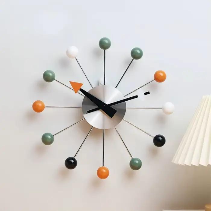 Horloge murale moderne silencieuse sans tic-tac 13 pouces couleur Pop horloges boule décoratives pour salon cuisine
