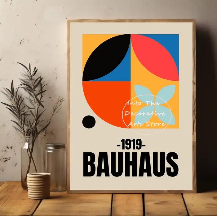 Affiche nordique Bauhaus à lignes abstraites et géométriques