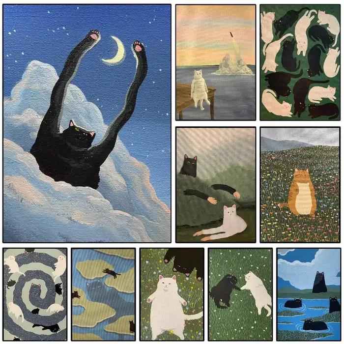 Affiche d'art drôle et mignon de chat l-lovers