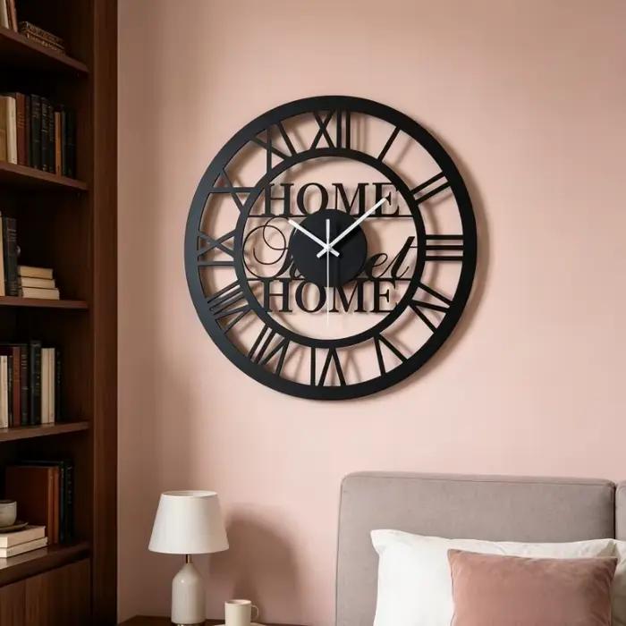 Horloge murale moderne en métal noir 40 cm