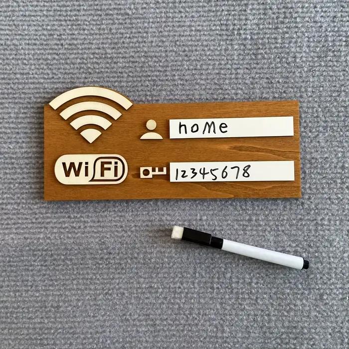 Panneau de mot de passe WiFi en bois rustique, Plaque d'indicateur de réseau sans fil murale Vintage, accessoire de décoration d'intérieur polyvalent 1 pièce