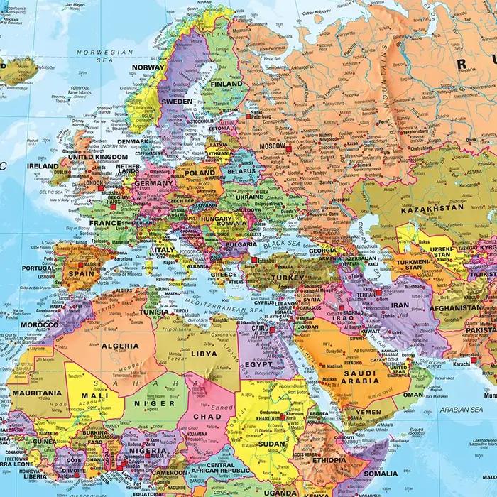 Carte du monde A2 59x42cm avec drapeaux