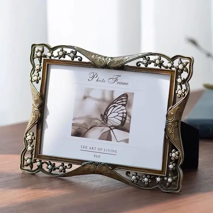 Cadre photo en métal avec perle de diamant