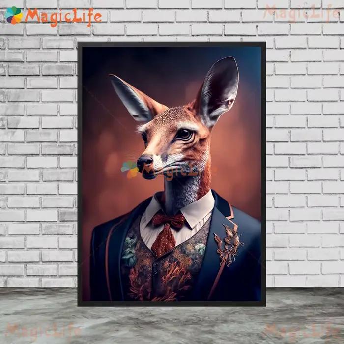 Affiche murale drôle de cerf de renard d'animal