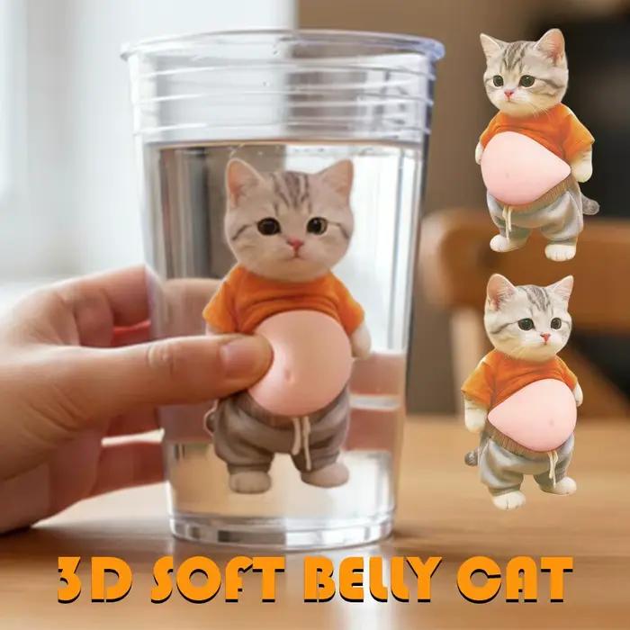 Autocollant de ventre de chat Kawaii 3D