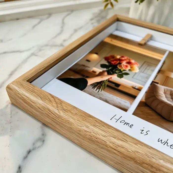 Cadre photo en bois avec 3 pinces