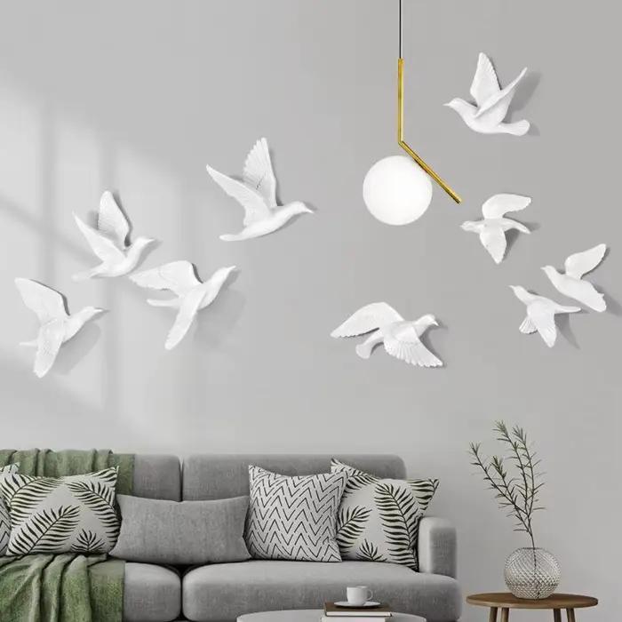 Décoration murale en forme d'oiseau tridimensionnel de style européen