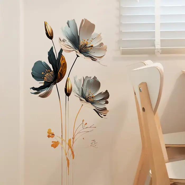 Autocollant mural de fleurs magnifiques pour décoration de fond de salon
