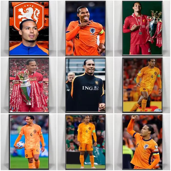 Affiche autocollante de la star du football V-Virgil van Dijk