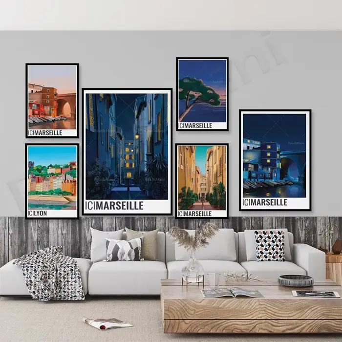 Affiche de voyage Paris France Marseille Lyon