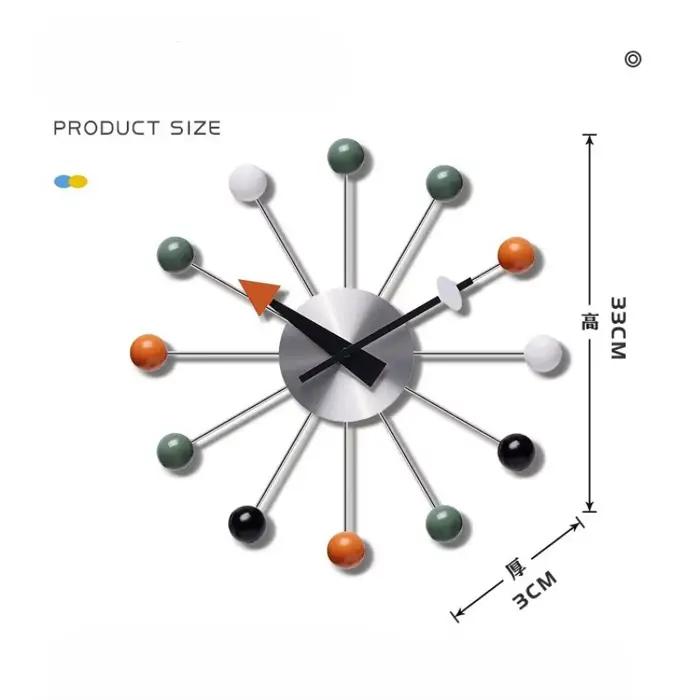 Horloge murale moderne silencieuse sans tic-tac 13 pouces couleur Pop horloges boule décoratives pour salon cuisine