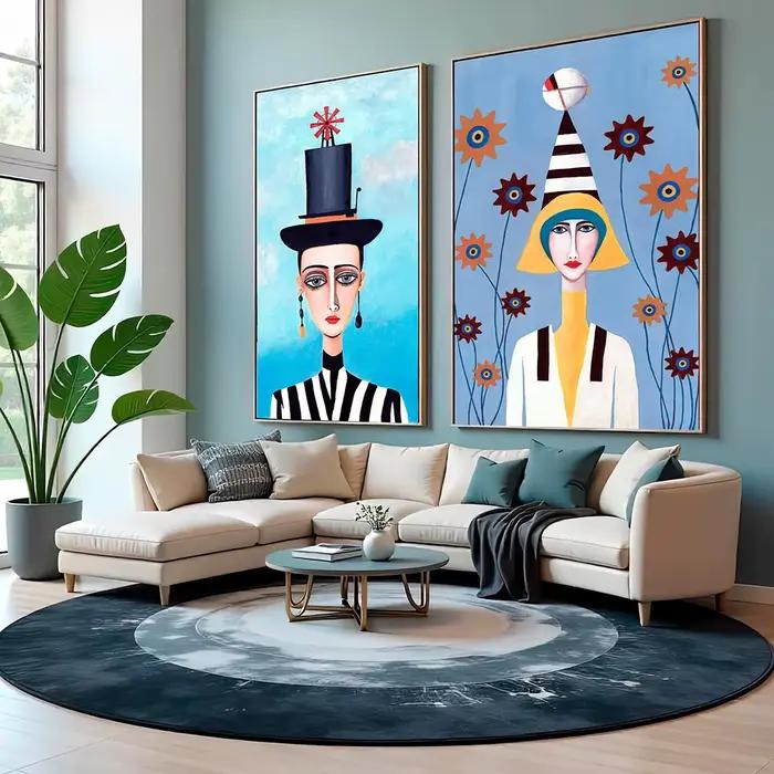 Affiches féminines de ligne d'art de mode surréaliste moderne